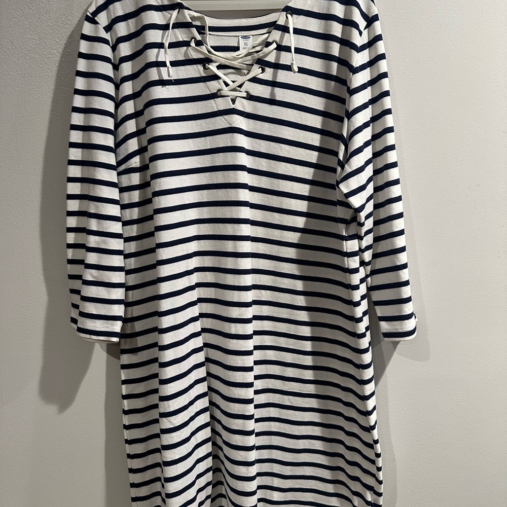 Old Navy Striped Mini Dress - Navy and White